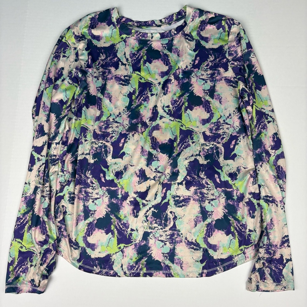 Silver Bait Women Large Fishing Shirt Colorful Purple Peach Green Long Sleeve